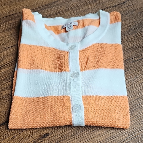 Merona Tangerine and Cream Striped Sweater - Picture 1 of 4